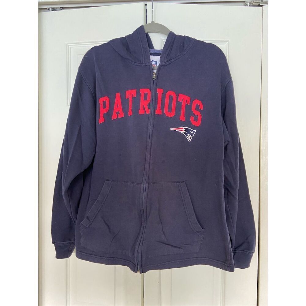 New England Patriots Men's Full Zip Hoodie Blue Size L NFL Football